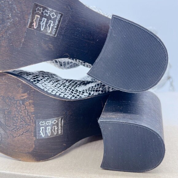 Free People Elle Women’s Mid Calf Boots Block Heel Snake White Gray EU 36 US 6 - Picture 12 of 13